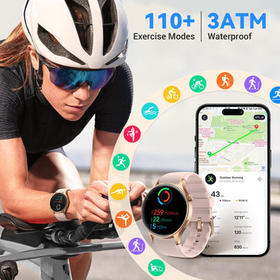 Fitpolo Smart Watch for Women,1.3" AMOLED Touchscreen Fitness Tracker, Make/Answer Calls, Heart Rate SpO2 Monitor, IP68 Waterproof, Sleep & Activity Tracking Smartwatch for Android Phones iPhone