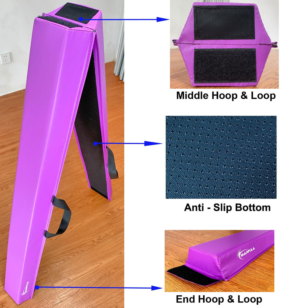 MARFULA Balance Beam - Folding Floor Gymnastics Equipment for Kids, Non Slip Base - 6 FT to 10 FT for Home Gym Use