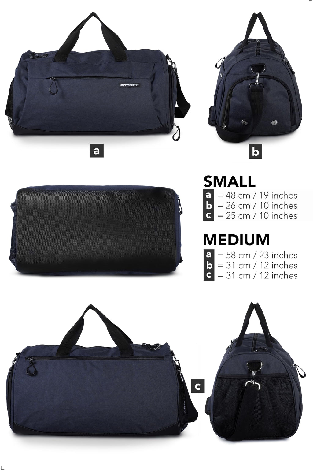 Fitgriff® Gym Bag for Men & Women with Shoe & Wet Compartment - Duffle Bag for Travel, Sports, Fitness & Workout