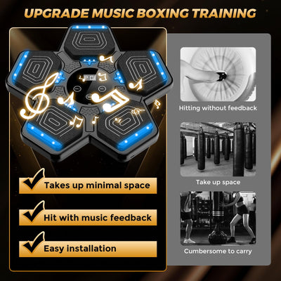 2025 Music Boxing Machine for Adults and Kids, Smart Bluetooth Boxing Training Equipment with Gloves Wall Mounted, Workout Punching Machine for Home,Office and Gym