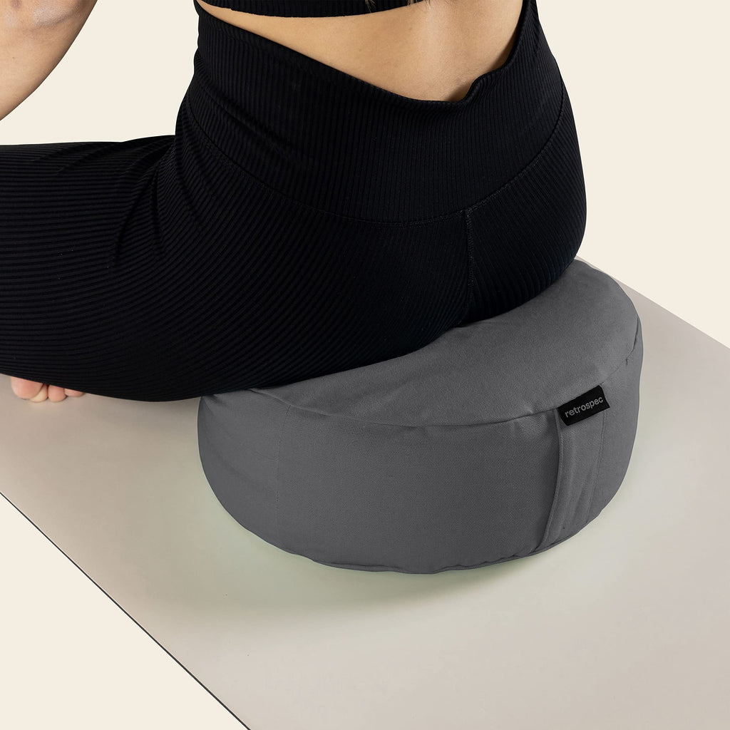 Retrospec Sedona Zafu Meditation Cushion Filled w/Buckwheat Hulls - Yoga Pillow for Meditation Practices - Machine Washable 100% Cotton Cover & Durable Carry Handle, Round