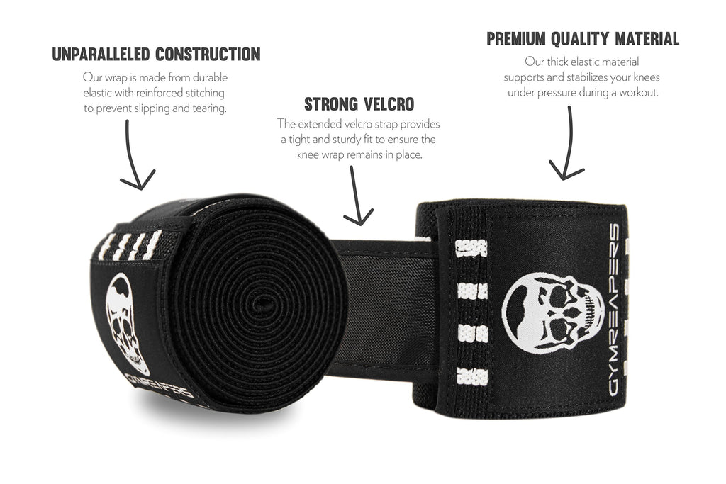 Gymreapers Knee Wraps for Squats and Powerlifting 72 Inch Compression Wraps with Strap for Men & Women Weightlifting Support