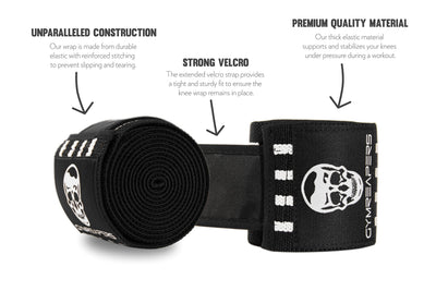 Gymreapers Knee Wraps for Squats and Powerlifting 72 Inch Compression Wraps with Strap for Men & Women Weightlifting Support