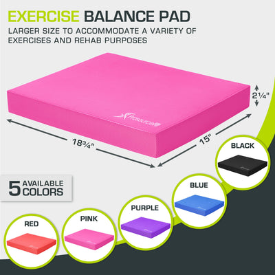 ProsourceFit Exercise Balance Pad – Large Cushioned Non-Slip Foam Mat & Knee Pad for Fitness, Stability Training, Physical Therapy, Yoga 15"x19"