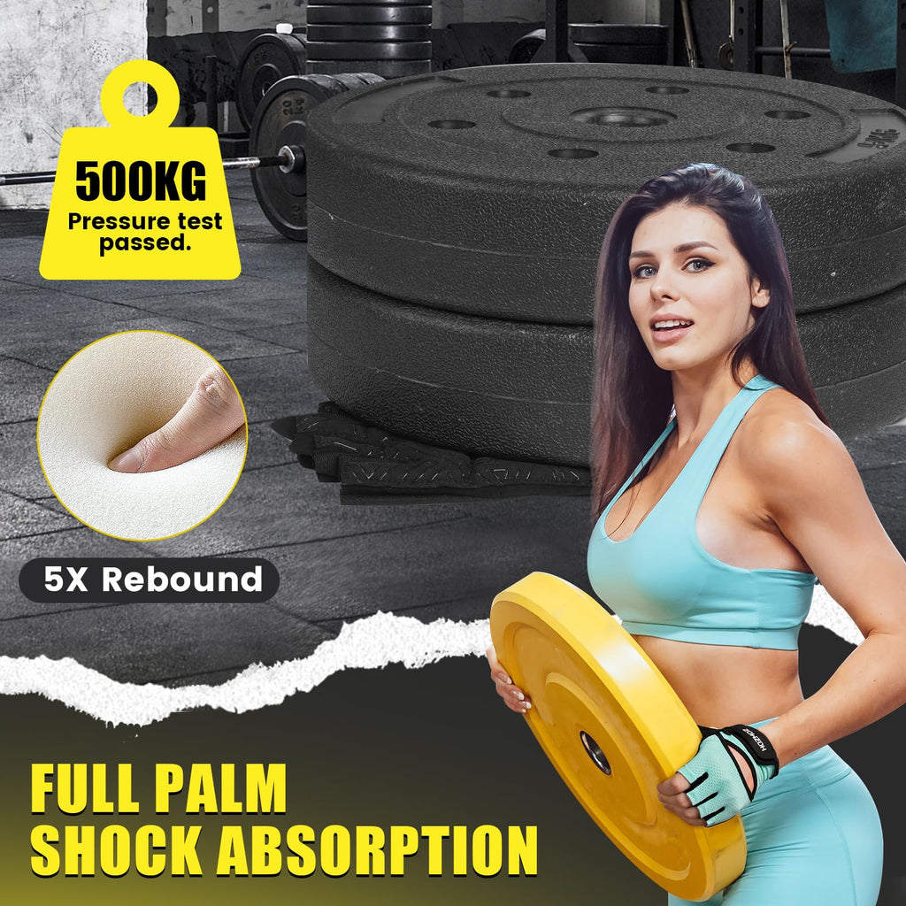 Ventilated Weight Lifting Gloves, Thick Padded Workout Gym Gloves with Full Palm Protection & Grip & Shock Absorption for Women & Men's Fitness Exercise Training