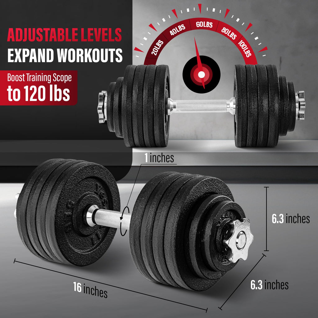 Yes4All Old School Adjustable Dumbbell Set with Weight Plates, Star Lock Collars/Connector, 40lbs to 200lbs Adjustable Weight Plates Set