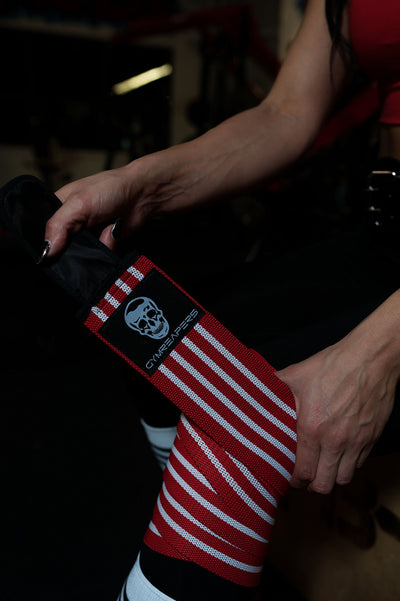 Gymreapers Knee Wraps for Squats and Powerlifting 72 Inch Compression Wraps with Strap for Men & Women Weightlifting Support