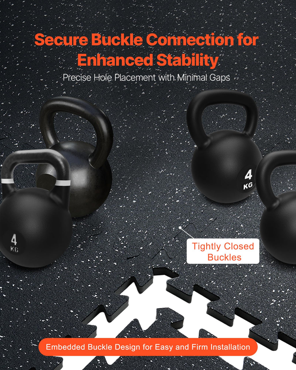 VEVOR 0.56Inch 48sq.ft 12 Tiles Gym Flooring for Home Gym, Rubber Top with High Density EVA Foam, 25 x 25In Gym Floor Exercise Equipment Mats, Interlocking Gym Mats, Puzzle Workout Mats, Black & Gray