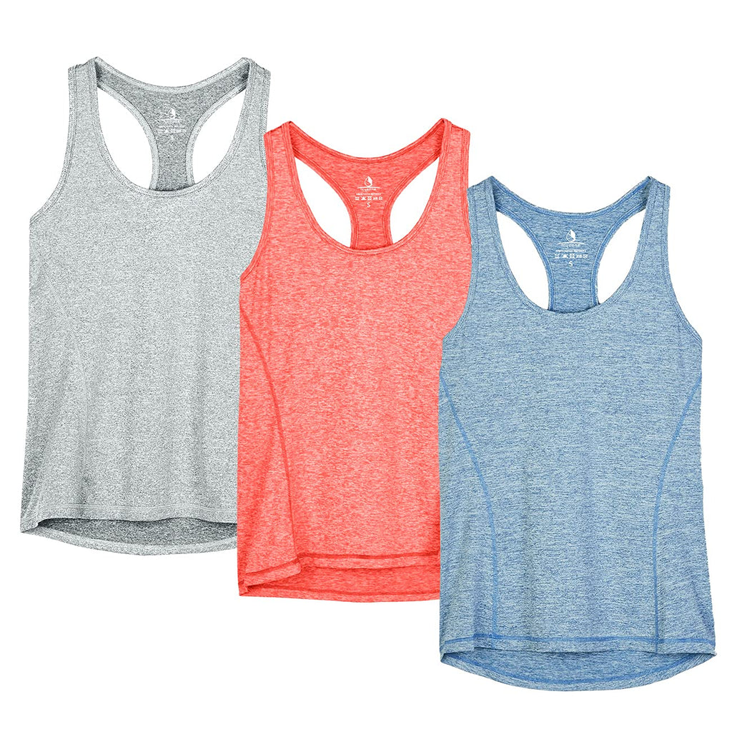 icyzone Women's Racerback Workout Athletic Running Tank Tops (Pack of 3)