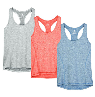icyzone Women's Racerback Workout Athletic Running Tank Tops (Pack of 3)