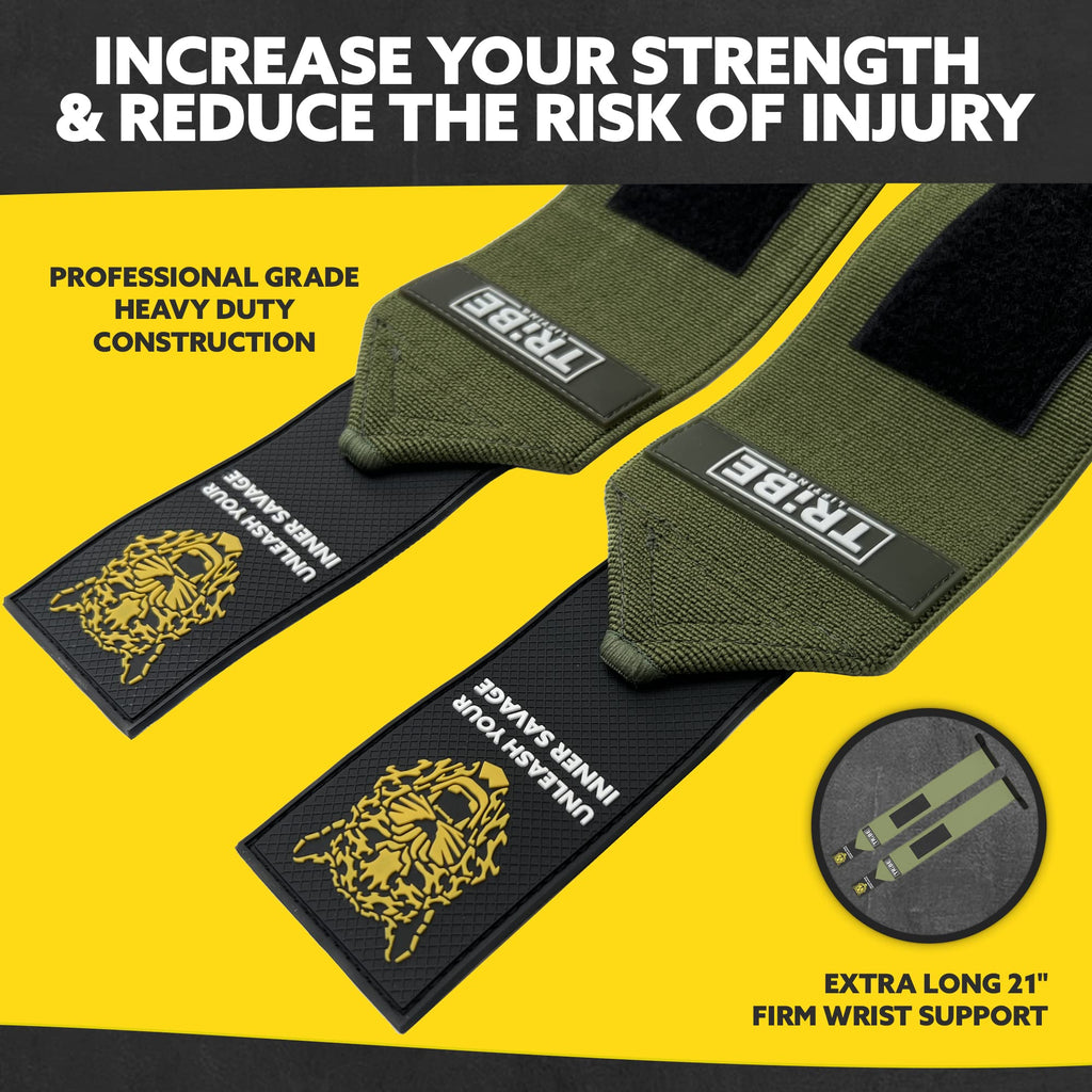 Heavy Duty Wrist Wraps & Lifting Straps – Weightlifting Wrist Wraps for Men with Silicone Grip & Padding – Gym Wrist Straps for Weightlifting