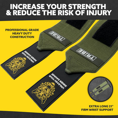 Heavy Duty Wrist Wraps & Lifting Straps – Weightlifting Wrist Wraps for Men with Silicone Grip & Padding – Gym Wrist Straps for Weightlifting