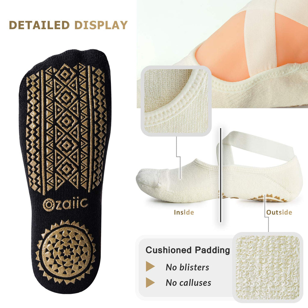 Ozaiic Pilates Socks for Women Non Slip Grip, Yoga Socks with Grippers for Barre, Hospital, Ballet, Dance, Barefoot Workout