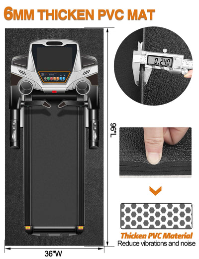 Treadmill Mat 96"x36", WERCHO Walking Pad Mat for Carpet Hardwood Floors 6mm Heavy-Duty Exercise Equipment Mat for Rowing Machine, Treadmil Pad, Spin Bike, Elliptical Trainer, Home, Gym