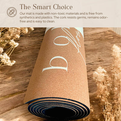 Premium Cork Yoga Mat Large 72"x26" – 5mm Thick Natural Rubber Cushioning - Non Slip Grip for Hot Yoga - Optional Alignment Lines & Elegant Yoga Bag Or Strap