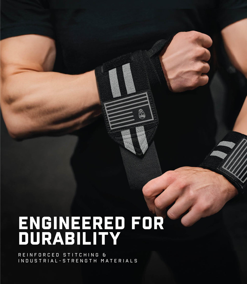 Gymreapers Weightlifting Wrist Wraps (IPF Approved) 18" Professional Quality Wrist Support with Heavy Duty Thumb Loop - Best Wrap for Powerlifting Competition, Strength Training, Bodybuilding