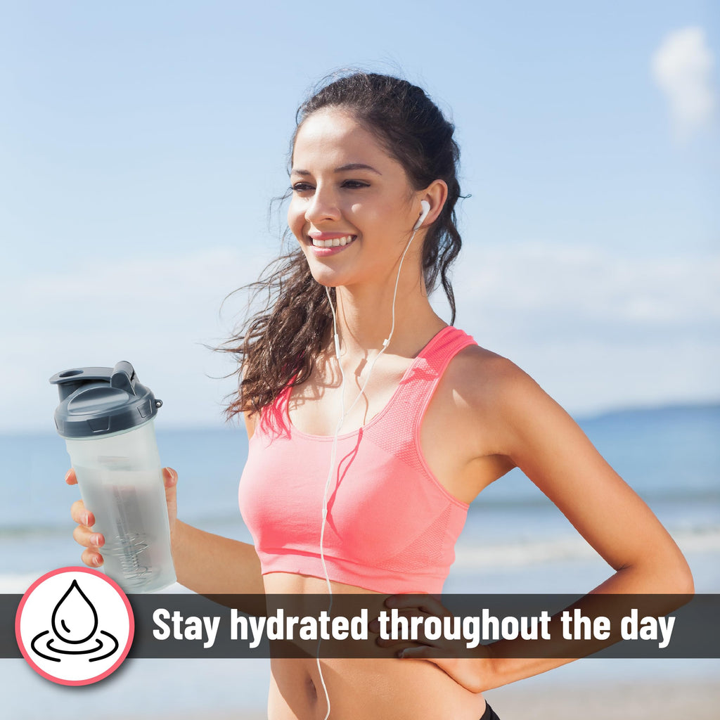 Mr. Pen- Shaker Bottles for Protein Mixes, 28 oz, 2 Pack, Light Blue & Red, Protein Shaker Bottle with Wire Whisk Ball, Blender Bottle