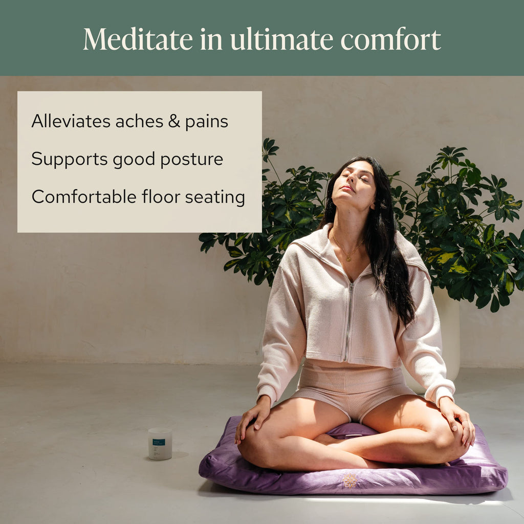 Mindful & Modern Zabuton Meditation Mat - Cotton Filled Yoga and Meditation Pad - Zabuton Meditation Cushion for Kneeling and Sitting Support - Large Rectangular Sitting Floor Pillow for Bench or Zafu