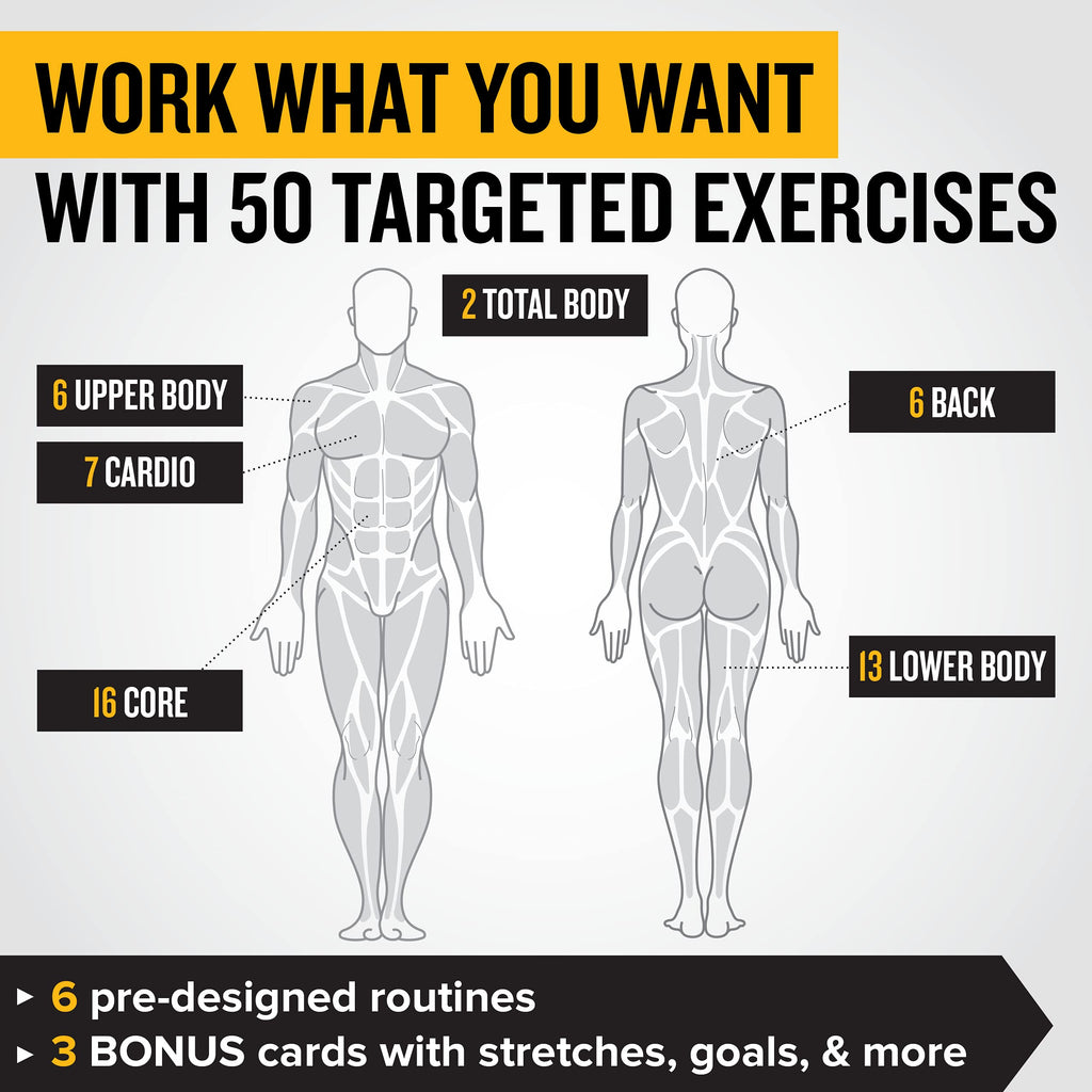 NewMe Fitness Stretching Workout Cards, Instructional Fitness Deck for Women & Men, Beginner Fitness Guide to Training Exercises at Home or Gym