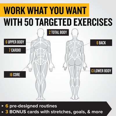 NewMe Fitness Stretching Workout Cards, Instructional Fitness Deck for Women & Men, Beginner Fitness Guide to Training Exercises at Home or Gym