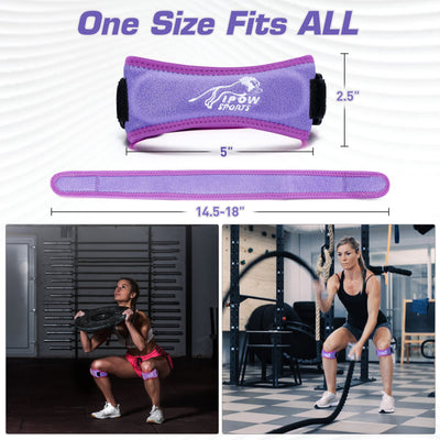 IPOW 2 Pack Knee Pain Relief & Patella Stabilizer Knee Strap Brace Support for Hiking, Soccer, Basketball, Running, Jumpers Knee, Tennis, Tendonitis, Volleyball & Squats, Black