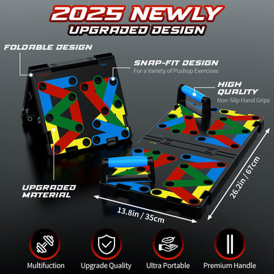 Solid Push Up Board 15 in 1 Home Workout Equipment Multi-Functional Pushup Stands System Fitness Floor Chest Muscle Exercise Professional Equipment Burn Fat Strength Training Arm Men & Women Weights