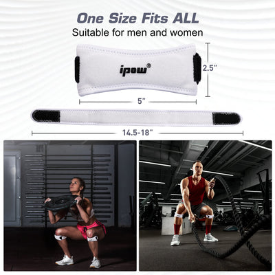 IPOW 2 Pack Knee Pain Relief & Patella Stabilizer Knee Strap Brace Support for Hiking, Soccer, Basketball, Running, Jumpers Knee, Tennis, Tendonitis, Volleyball & Squats, Black