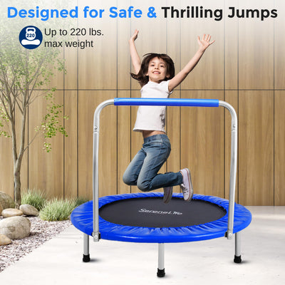 SereneLife 36/40" Foldable Mini Trampoline - Compact Fitness Trampoline for Kids Adults, Exercise Rebounder with Foam Handle, Indoor/Garden Workout Equipment, Max Load 150/220 lbs