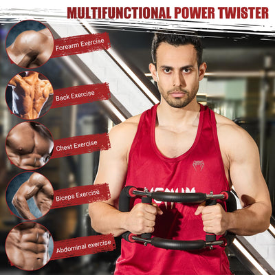 Twister Arm Trainer, Adjustable Twister Arm Chest Exerciser with 2/4 Spring & Training Poster for Men & Women, Detachable Power Twister Home Fitness Equipment for Enhancing Upper Body Muscle