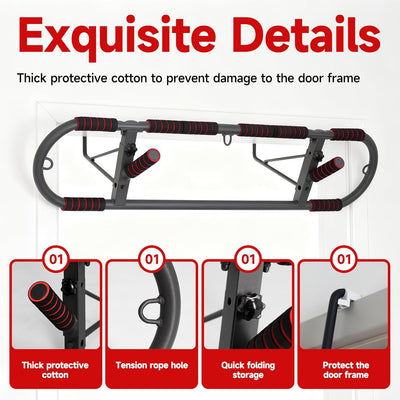 Adjustable Pull-Up Bar for Doorway - Heavy Duty, No Screw Installation, Multi-Function for Home Gym, Strength Training, JARGUUO