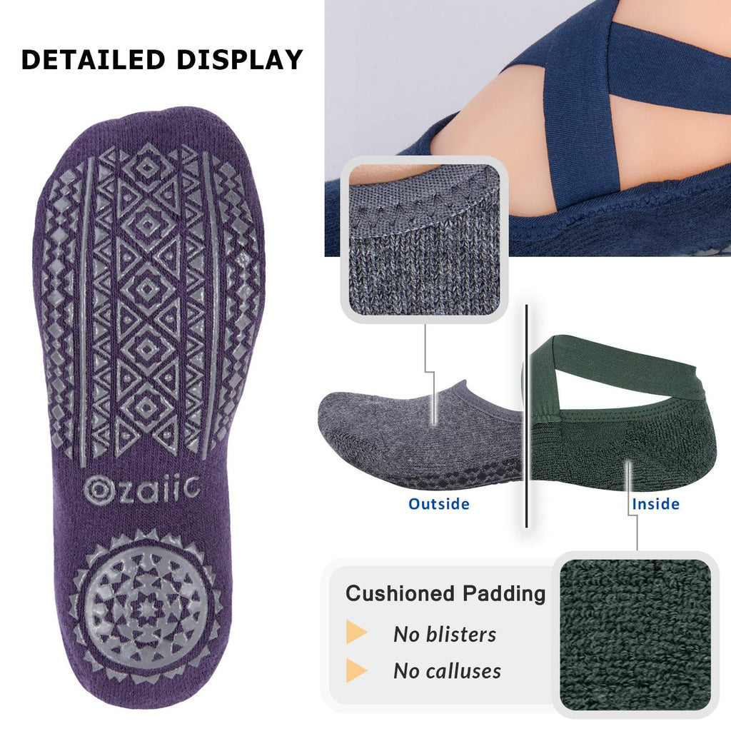 Ozaiic Pilates Socks for Women Non Slip Grip, Yoga Socks with Grippers for Barre, Hospital, Ballet, Dance, Barefoot Workout