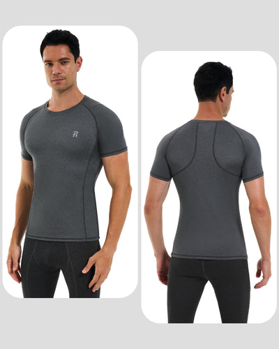 Runhit 3 Pack Men's Compression Shirts Short Sleeve Athletic T Shirt Cool Dry Workout Tops Sports Base Layer Undershirt
