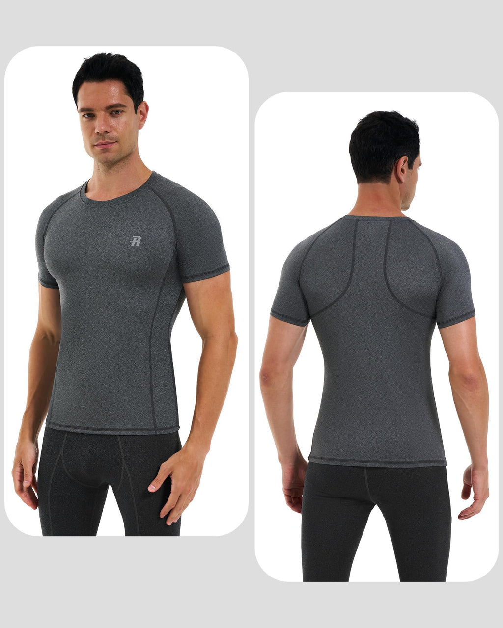 Runhit 3 Pack Men's Compression Shirts Short Sleeve Athletic T Shirt Cool Dry Workout Tops Sports Base Layer Undershirt