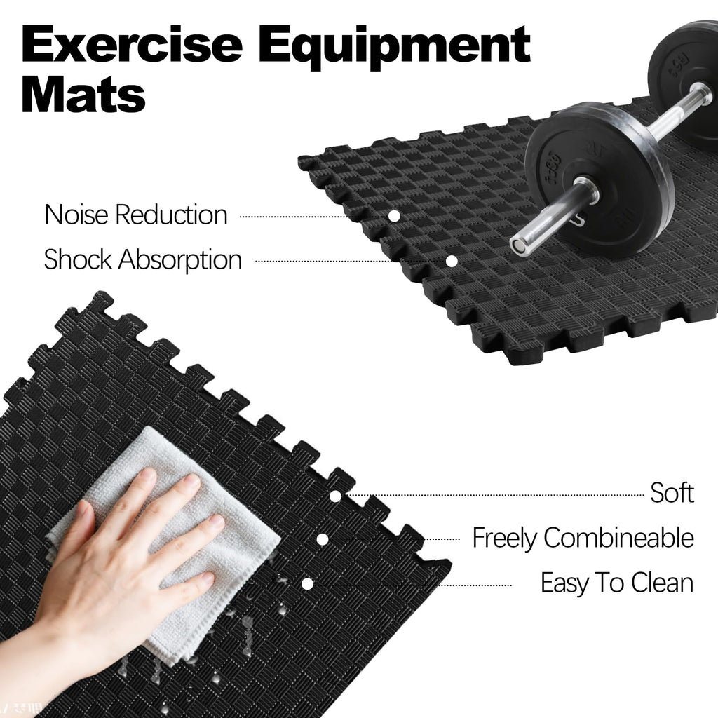 Fitvids Puzzle Exercise Gym Flooring Mat, 3/4" Thick High-Density EVA Interlocking Tiles, Workout Mat for Home Gym, Fitness Equipment, MMA, Gymnastics, 24-Piece Shock-Absorbing Exercise Mat (96 Sq Ft)