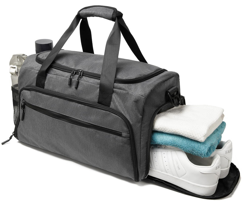 Gym Bag for Men Women, Small Fitness Workout Sports Bag with Wet Pocket & Shoes Compartment, Water Resistant Overnight Weekender Duffel Bag
