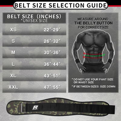 RitFit Weight Lifting Belt - Great for Squats, Lunges, Deadlift, Thrusters - Men and Women - 6 Inch Black/Camouflage