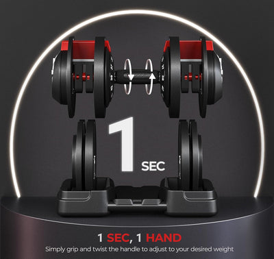 Yaheetech Adjustable Dumbbell Set 28/40/52.5/90LBS Adjustable Dumbbells Fast Adjust Dumbbell Weight Set with Anti-Slip Handle and Tray for Men/Women Home Gym Strength Training Equipment Single/Pair