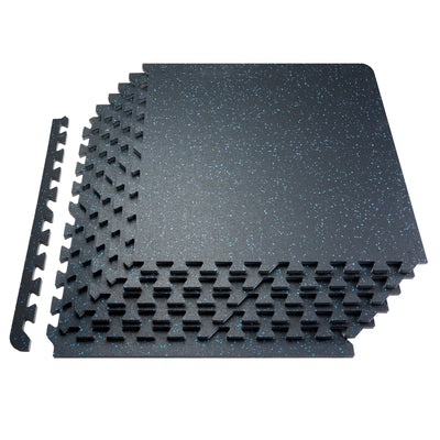 VEVOR 0.56Inch 48sq.ft 12 Tiles Gym Flooring for Home Gym, Rubber Top with High Density EVA Foam, 25 x 25In Gym Floor Exercise Equipment Mats, Interlocking Gym Mats, Puzzle Workout Mats, Black & Gray