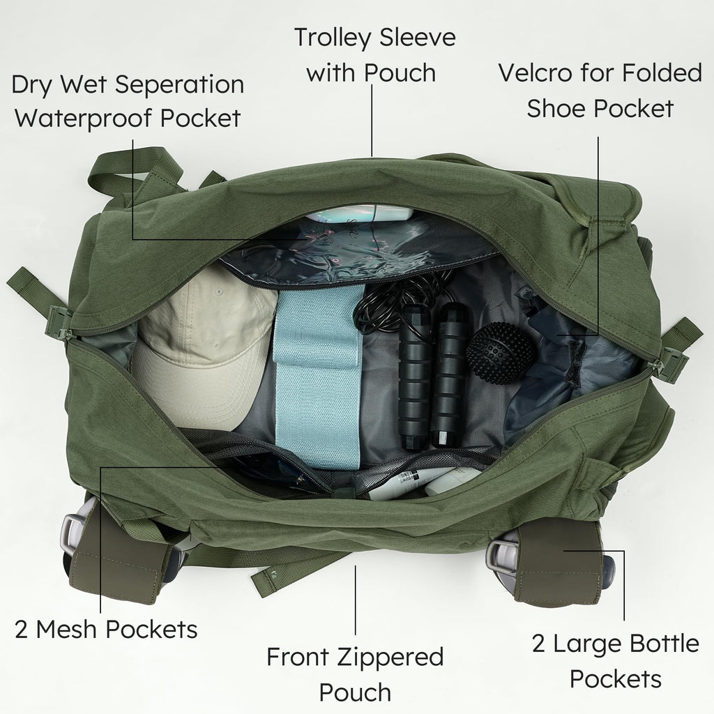 Gym Bag for Men with 2 Upgraded Bottle Holders Convertible Duffle Bag and Gym Backpack Waterproof Sports Bags with Shoes Compartment and Wet Pocket - Black