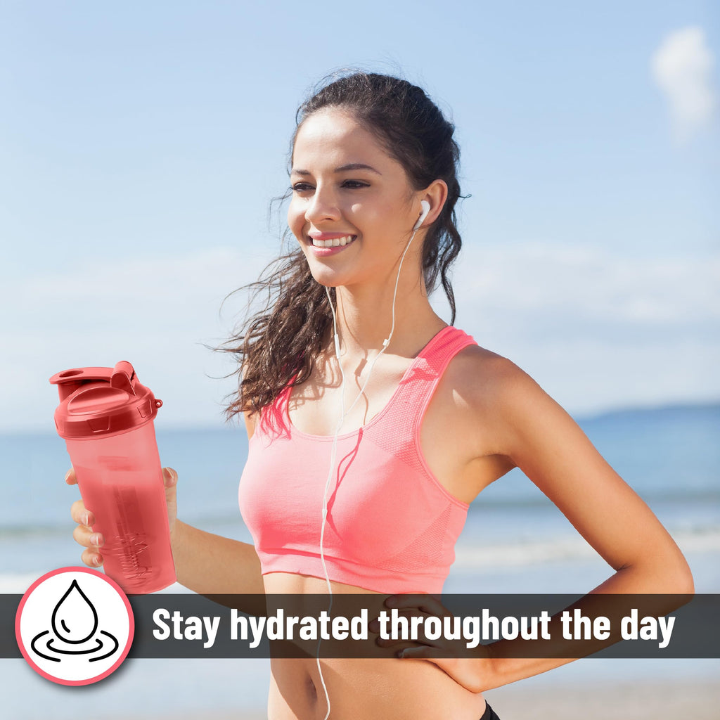 Mr. Pen- Shaker Bottles for Protein Mixes, 28 oz, 2 Pack, Light Blue & Red, Protein Shaker Bottle with Wire Whisk Ball, Blender Bottle