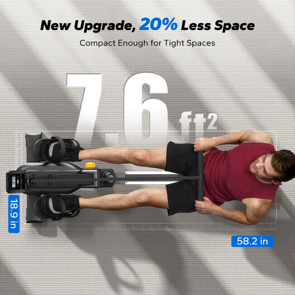 MERACH Foldable Rowing Machines for Home, Magnetic Rowing Machine with 16-Level, Compact Row Saves 20% Space, 350 LBS Load Capacity, Free MERACH App and 1000+ Champion Coaching Course & Games