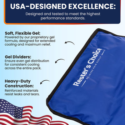 Rester's Choice Gel Cold & Hot Packs (2-Piece Set) Medium 5x10 in. Reusable Warm or Ice Packs for Injuries, Hip, Shoulder, Knee, Back Pain – Hot & Cold Compress for Swelling, Bruises, Surgery