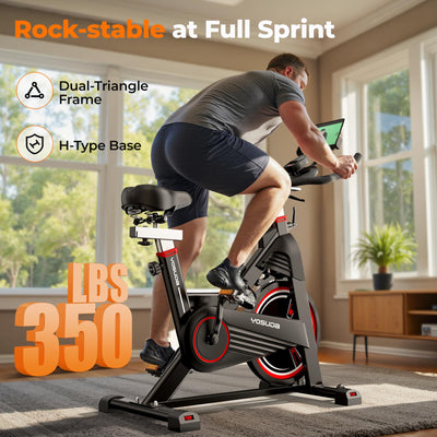 YOSUDA PRO Magnetic Exercise Bike 350 lbs Weight Capacity - Indoor Cycling Bike Stationary with Comfortable Seat Cushion, Silent Belt Drive 010C
