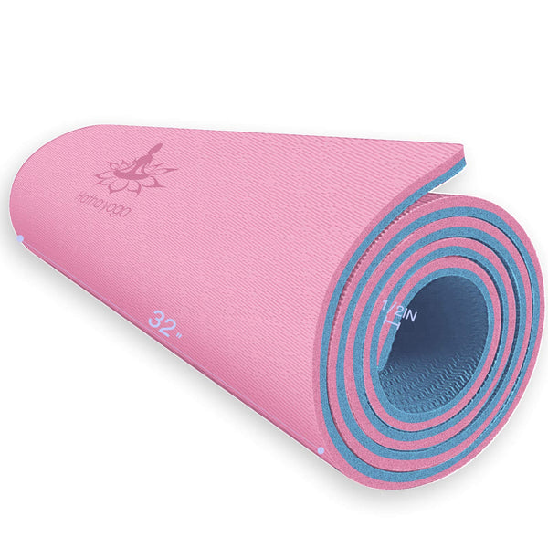 Hatha Yoga Extra Thick TPE Yoga Mat - 72"x 32" Thickness 1/2 Inch -Eco Friendly SGS Certified - With High Density Anti-Tear Exercise Bolster For Home Gym Travel & Floor Outside