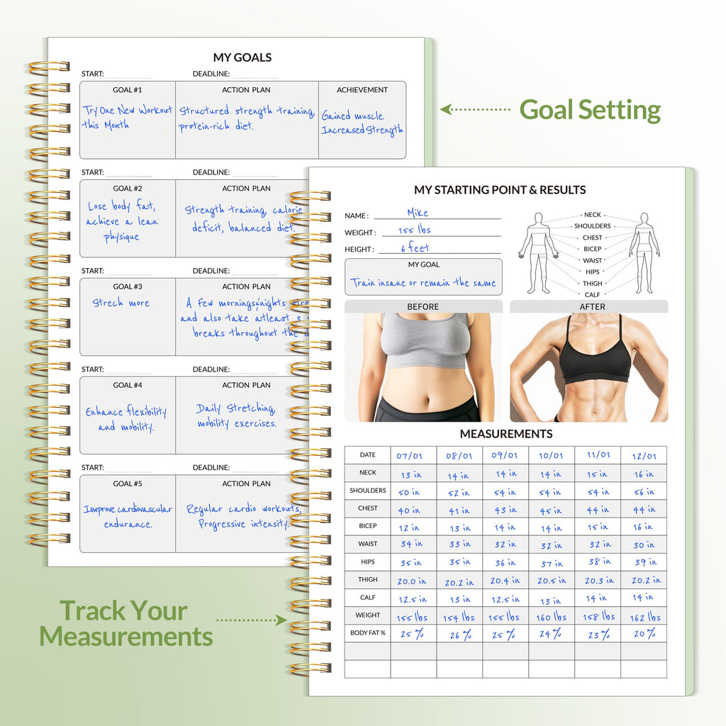 Fitness Journal Workout Planner for Women & Men, A5 (6.4" x 8.3") Workout Journal Log Book Planner Gift for Track Gym Essentials, Home Workouts, Track Progress, Achieve Wellness Goals, Pink