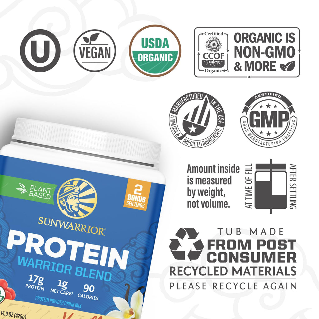 Organic Plant Based Protein Powder | Vegan Organic Protein Powder Vanilla Flavored with BCAA Amino Acids & Hemp Seed Pea Blend | Non-GMO Soy Dairy Filler & Gluten Free (Vanilla, 32 Servings)