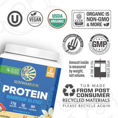 Organic Plant Based Protein Powder | Vegan Organic Protein Powder Vanilla Flavored with BCAA Amino Acids & Hemp Seed Pea Blend | Non-GMO Soy Dairy Filler & Gluten Free (Vanilla, 32 Servings)