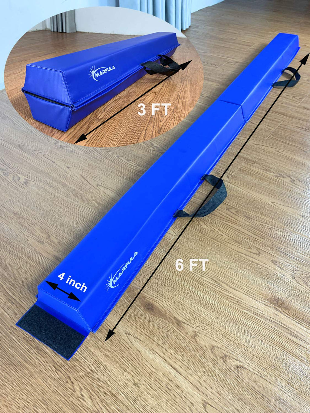 MARFULA Balance Beam - Folding Floor Gymnastics Equipment for Kids, Non Slip Base - 6 FT to 10 FT for Home Gym Use