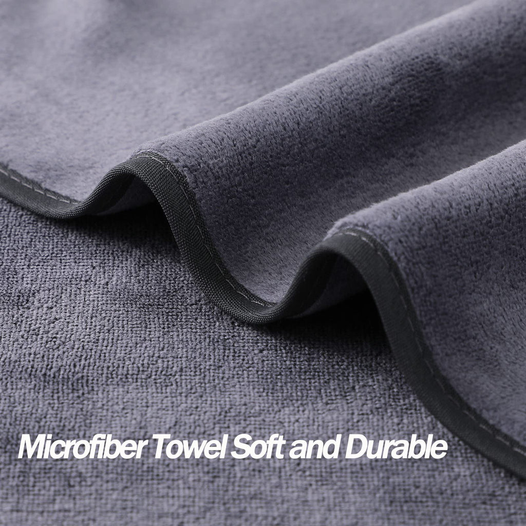 Microfiber Gym Towels Bigger Size Super Soft for Exercise Fitness, Sports, Workout, 380-GSM 15-Inch x 31-Inch Quick-Drying Towels (3 Pack, Grey+Blue+Purple)