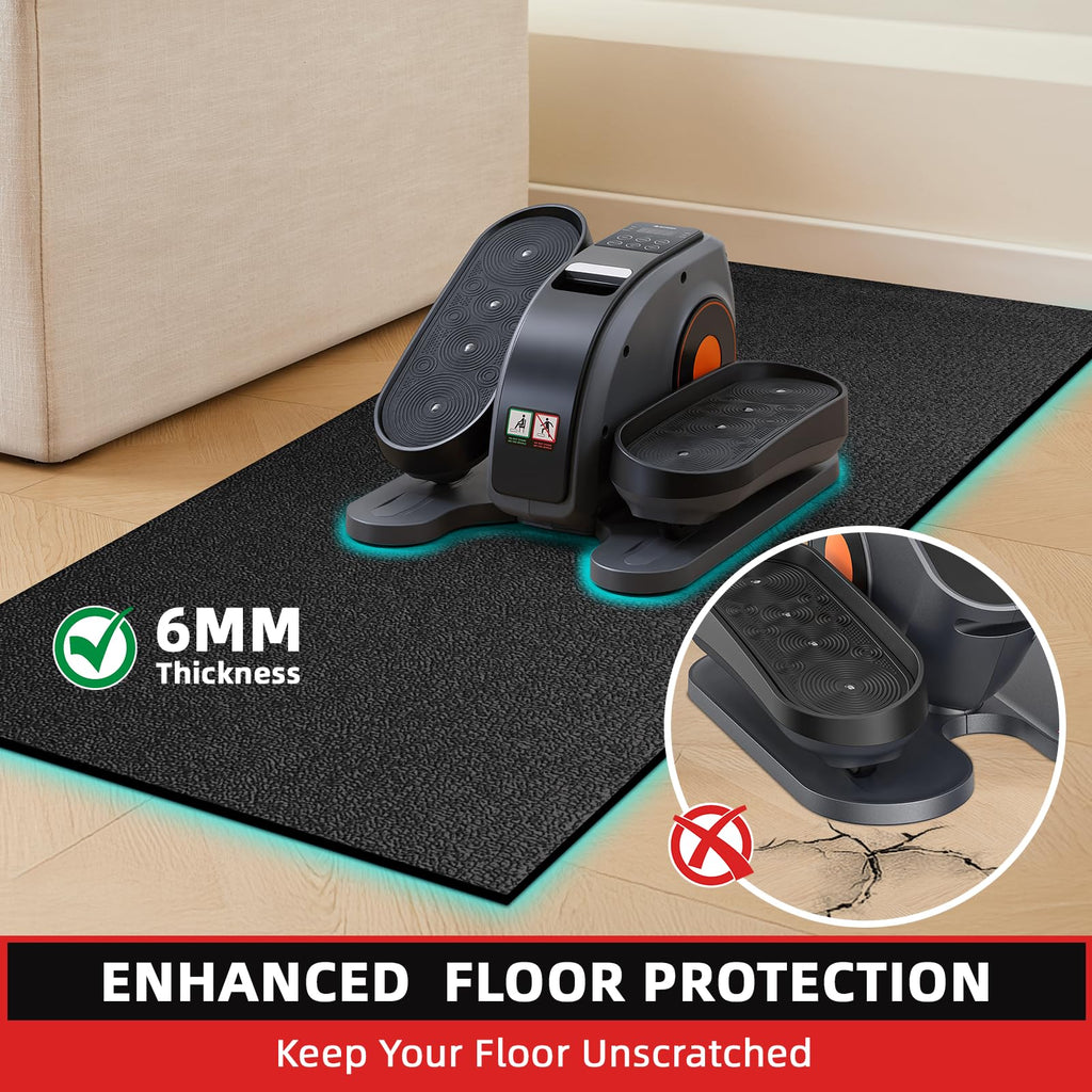Treadmill Mat, 7'x3'/6'x3'/6'x2.5'/5.6'x2'/4'x2', 6mm Thick Exercise Equipment Gym Mat for Hardwood FloorCarpet, Compatible with Peloton Bike, Indoor Spin Bike, Elliptical